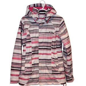 Oakley Pink & White Striped Ski Jacket Size Small